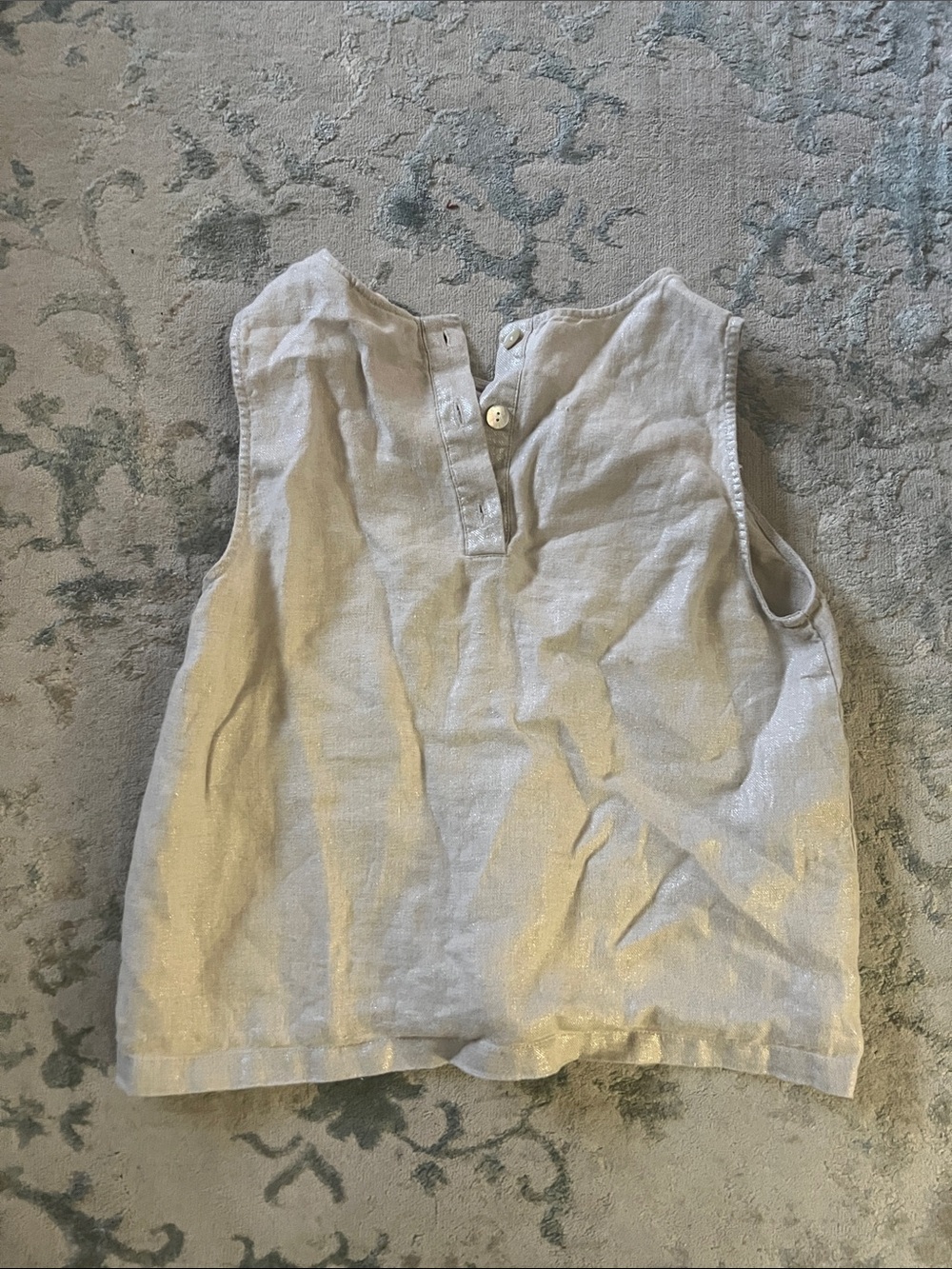 Christian Siriano Cream Sleeveless Button-Placket Tank Top linen